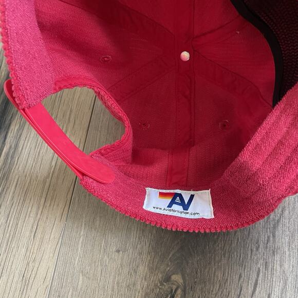 Aviator Nation Signature Aspen CO Trucker Hat Red Corduroy Rope Snap Back EUC